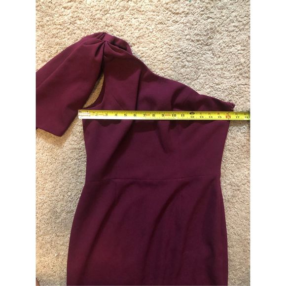 Dress The Population Tiffany Dress One Shoulder in Dark Magenta Sz Large MP $148 - Picture 7 of 8